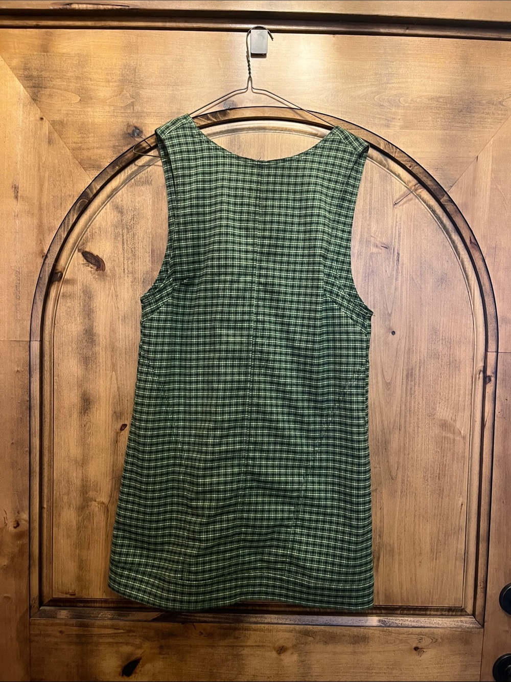 Free People Green Plaid Sleeveless Shift Dress